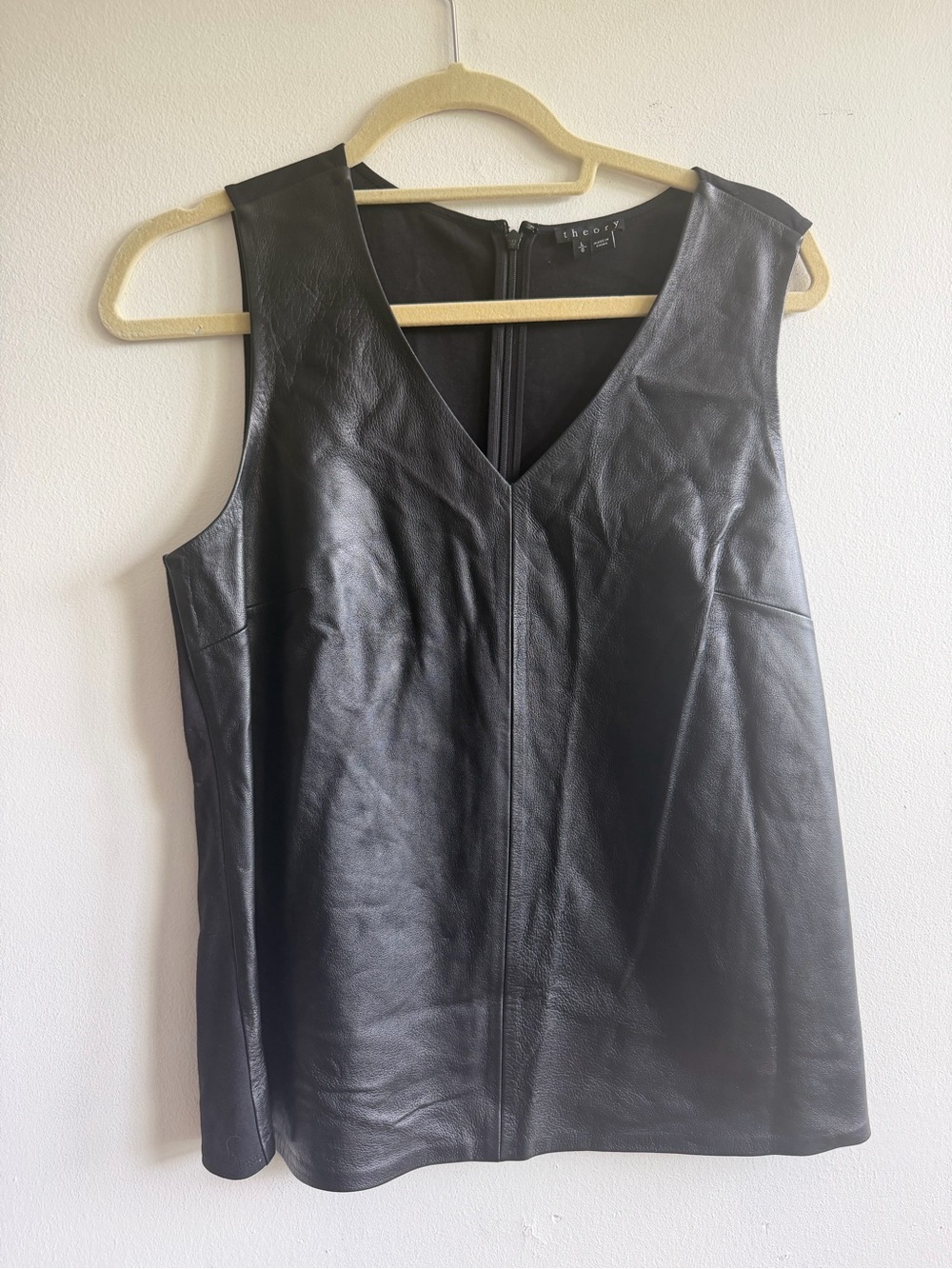Theory Black Leather Sleeveless Top
